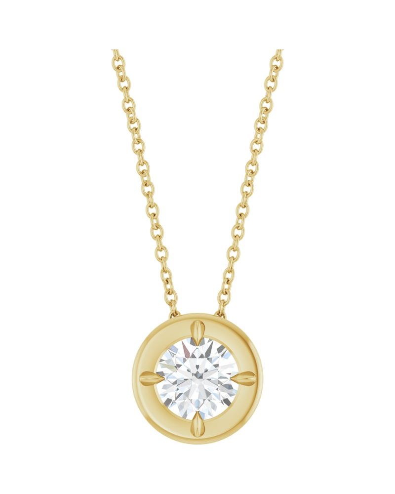 Colar Garras Pontudas Solitário Estilo Bezel em Ouro 14k com Diamantes de Laboratório – Modelo 3
