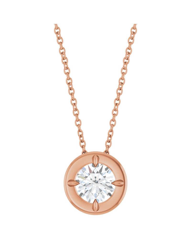 Colar Garras Pontudas Solitário Estilo Bezel em Ouro 14k com Diamantes de Laboratório – Modelo 3