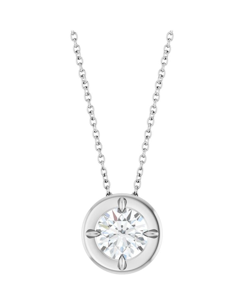 Colar Garras Pontudas Solitário Estilo Bezel em Ouro 14k com Diamantes de Laboratório – Modelo 3