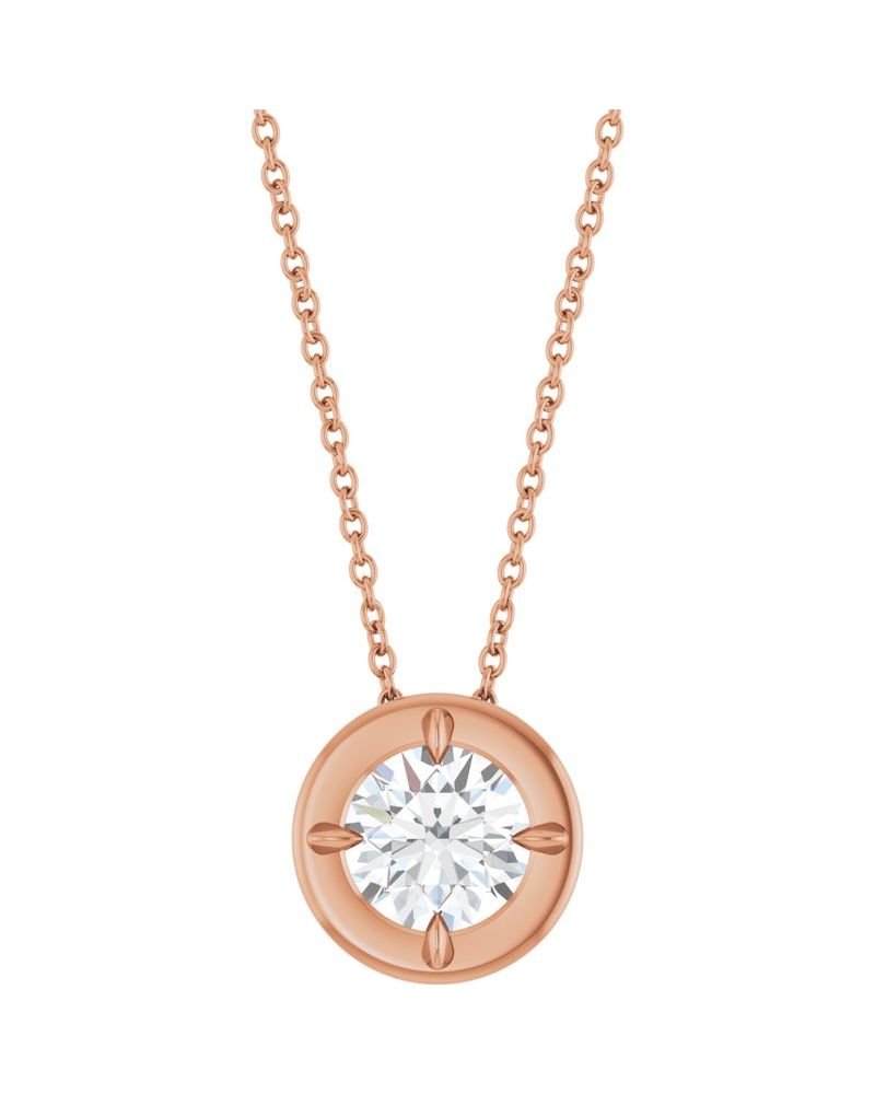 Colar Garras Pontudas Solitário Estilo Bezel em Ouro 14k com Diamantes de Laboratório – Modelo 3