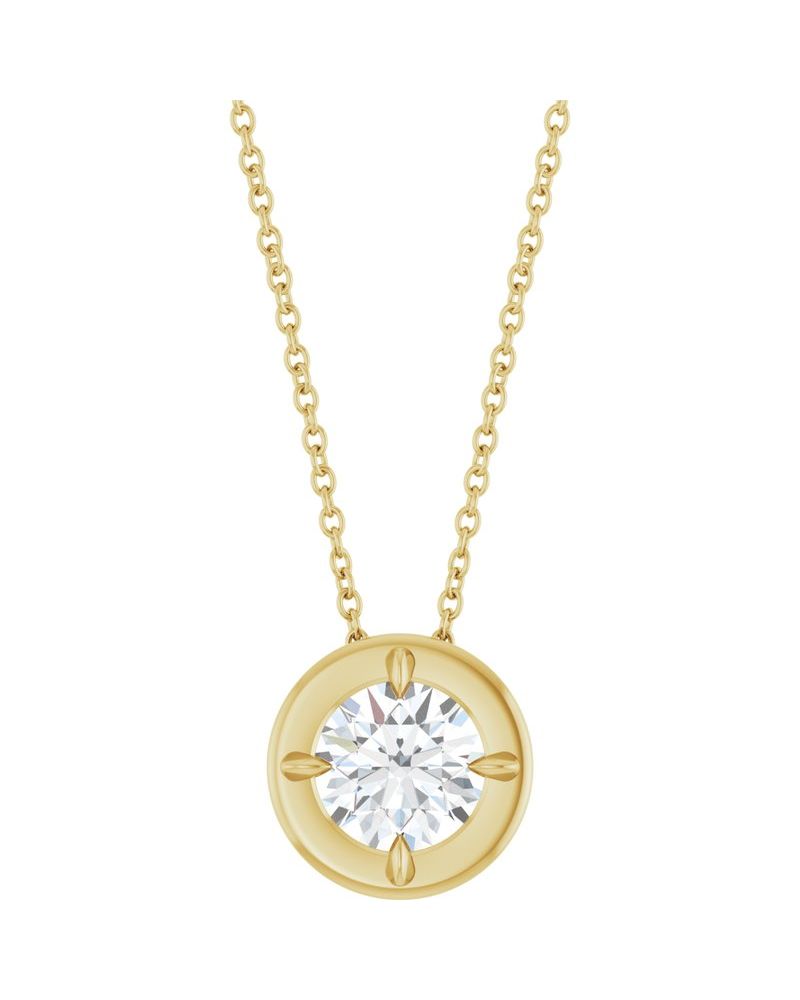 Colar Garras Pontudas Solitário Estilo Bezel em Ouro 14k com Diamantes de Laboratório – Modelo 3