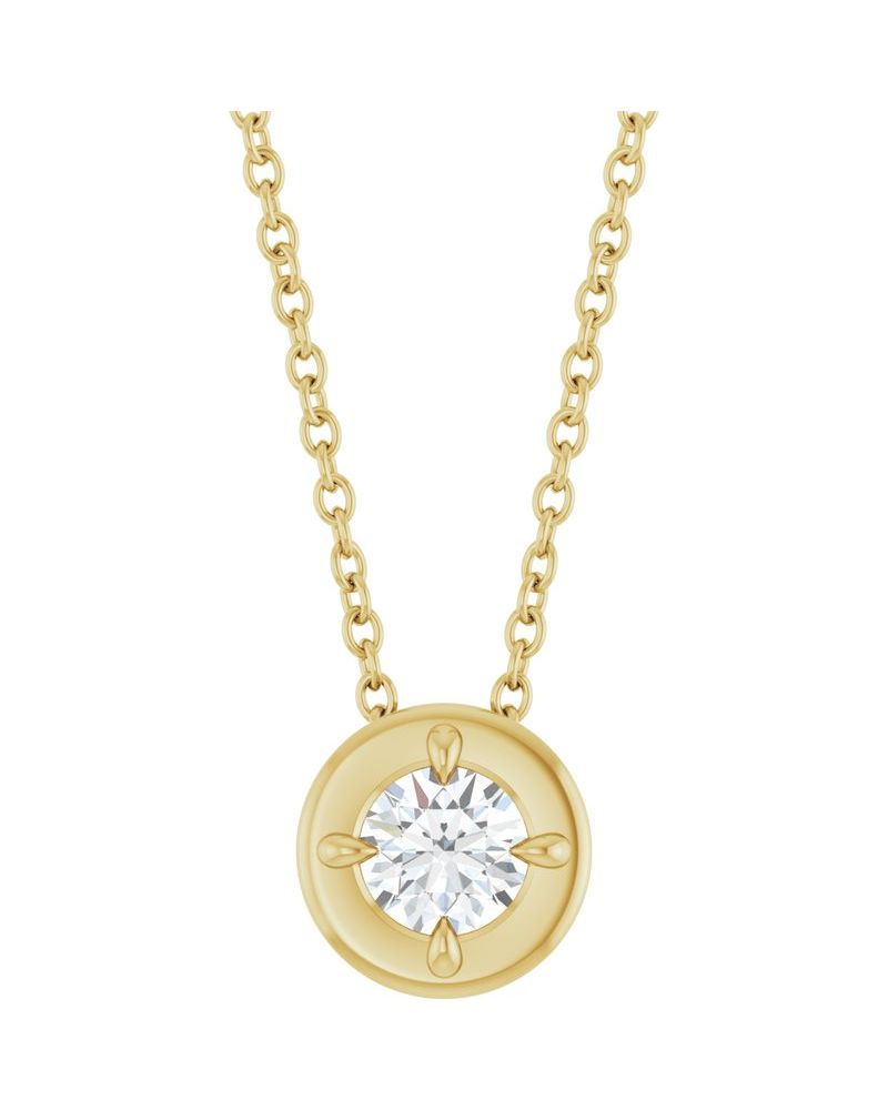 Colar Garras Pontudas Solitário Estilo Bezel em Ouro 14k com Diamantes de Laboratório – Modelo 3