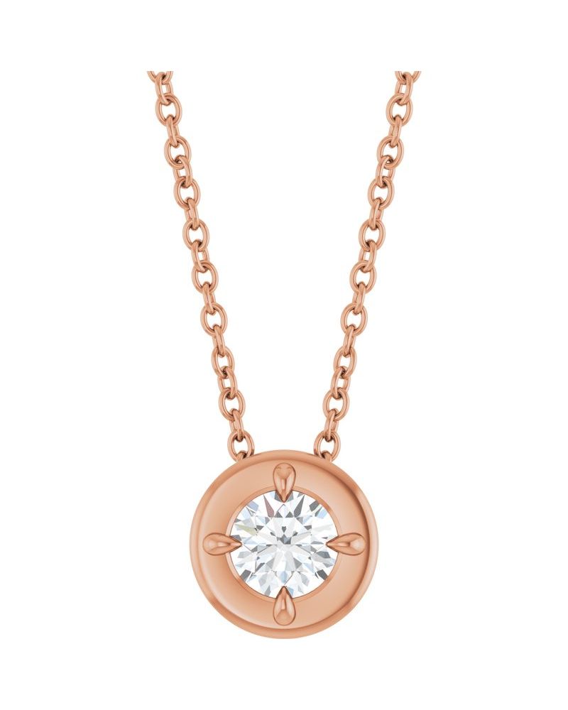 Colar Garras Pontudas Solitário Estilo Bezel em Ouro 14k com Diamantes de Laboratório – Modelo 3