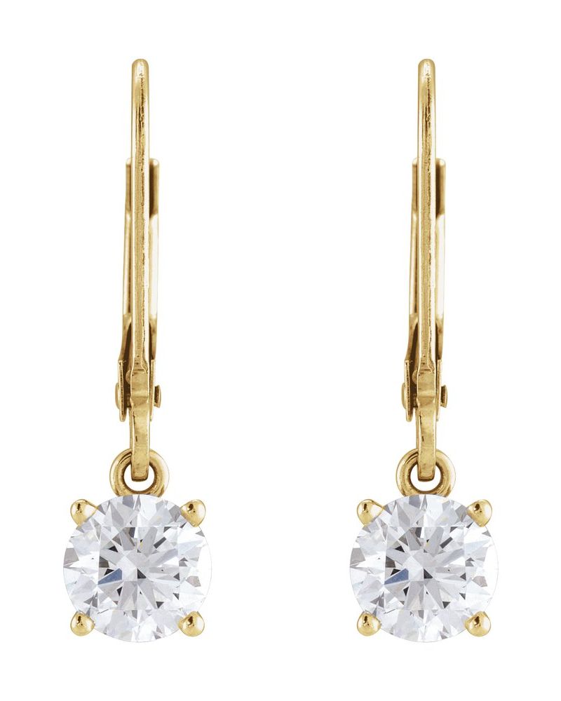 Brinco Redondo Quatro Garras Pendente em Ouro 14k com Diamantes Naturais