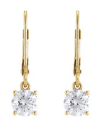Brinco Redondo Quatro Garras Pendente em Ouro 14k com Diamantes Naturais