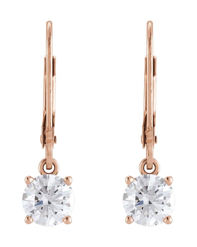 Brinco Redondo Quatro Garras Pendente em Ouro 14k com Diamantes Naturais