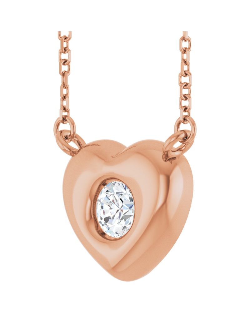 Colar Coração Cravejado em Ouro 14k com Diamantes de Laboratório