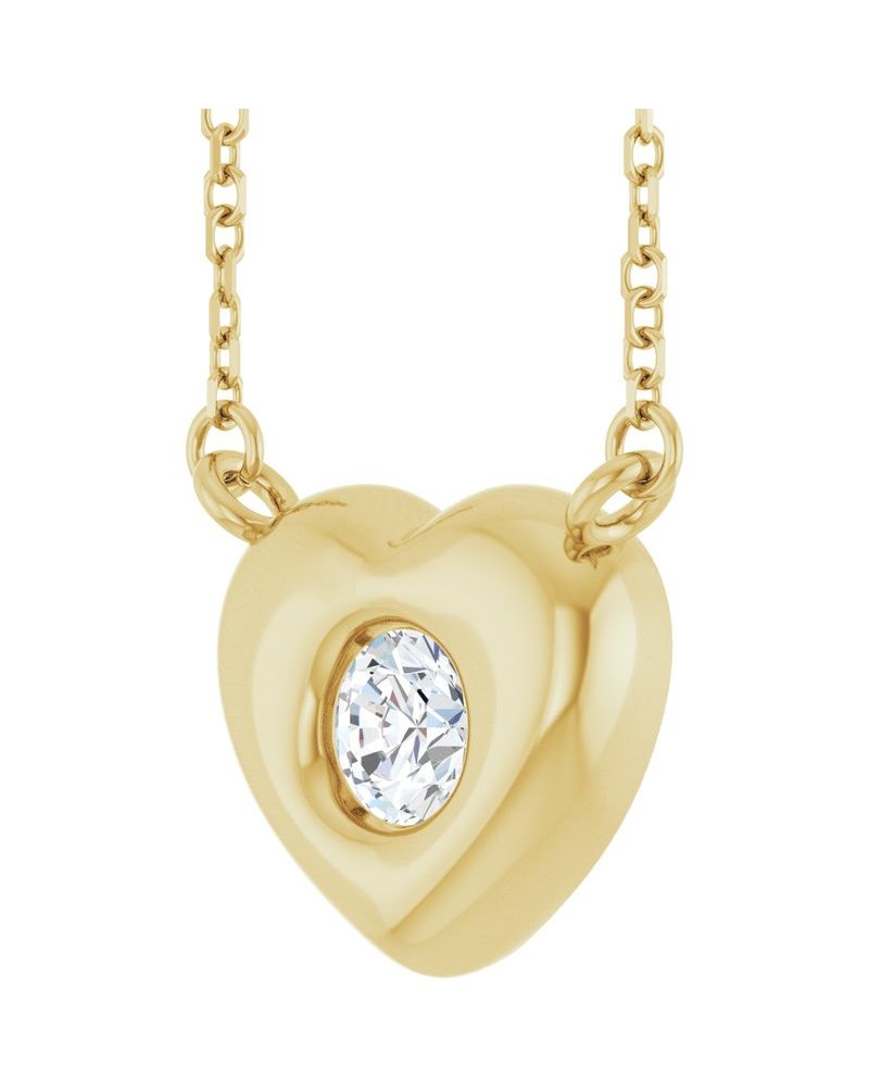 Colar Coração Cravejado em Ouro 14k com Diamantes de Laboratório