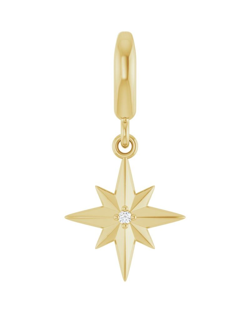 Pingente Estrela Cravejado em Ouro 14k com Diamantes de Laboratório