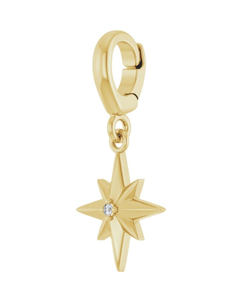 Pingente Estrela Cravejado em Ouro 14k com Diamantes de Laboratório