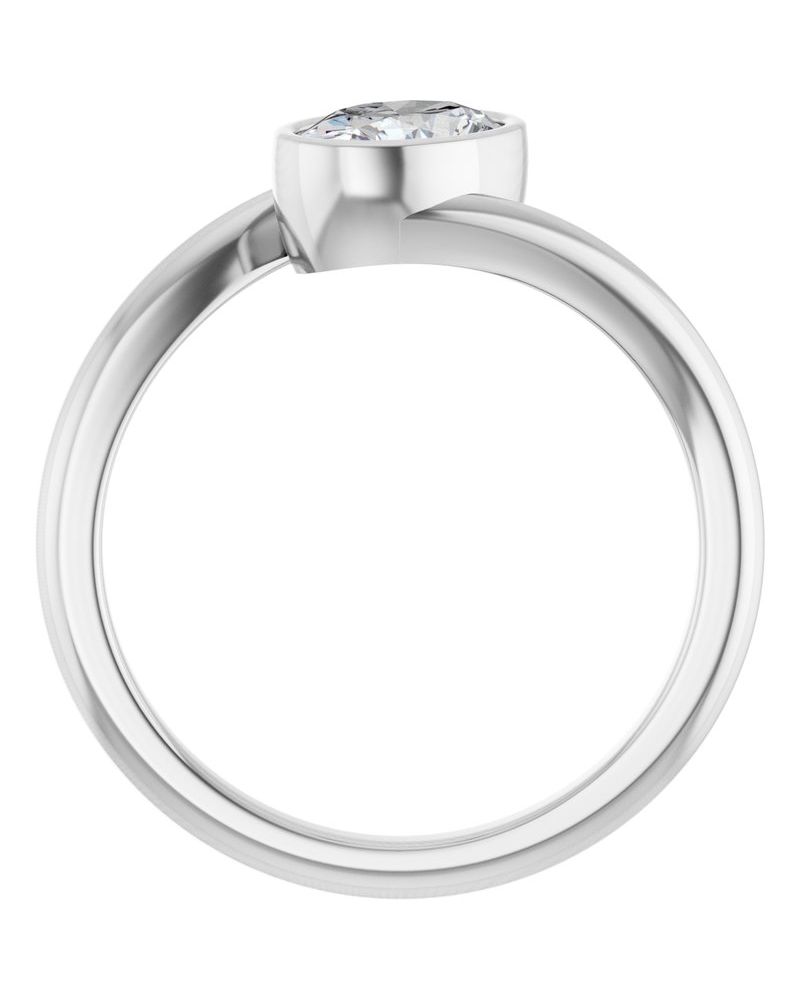Anel Solitário Bypass com Cravação Bezel em Ouro 14k com Diamantes de Laboratório