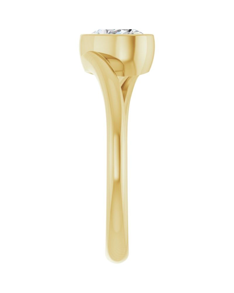 Anel Solitário Bypass com Cravação Bezel em Ouro 14k com Diamantes de Laboratório