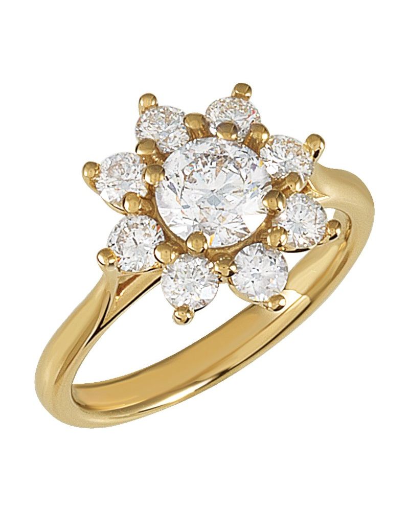 Anel Cluster em Ouro 14k com Diamantes Naturais – Modelo 9