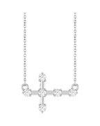 Colar Cruz Horizontal Cravejado em Ouro 14k com Diamantes de Laboratório – Modelo 2