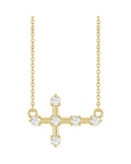 Colar Cruz Horizontal Cravejado em Ouro 14k com Diamantes de Laboratório – Modelo 2