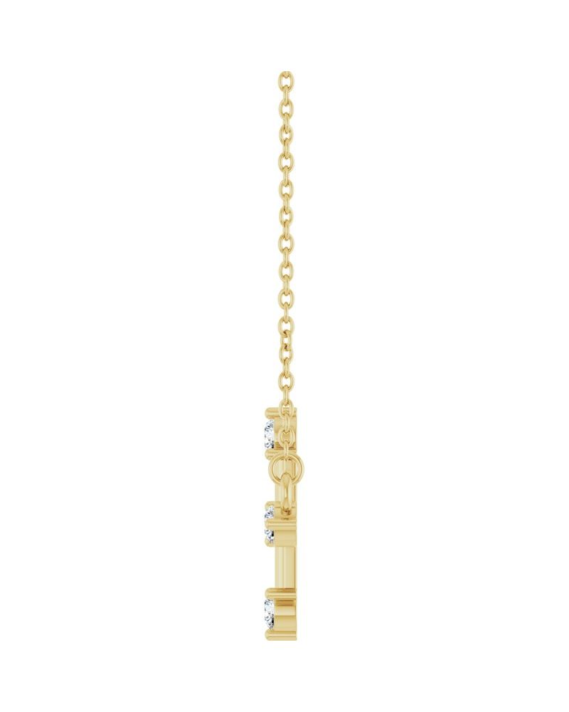 Colar Cruz Horizontal Cravejado em Ouro 14k com Diamantes de Laboratório – Modelo 2
