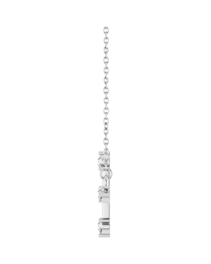 Colar Cruz Horizontal Cravejado em Ouro 14k com Diamantes de Laboratório – Modelo 2