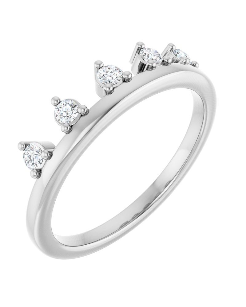 Anel Coroa Cravejado em Ouro 14k com Diamantes Naturais