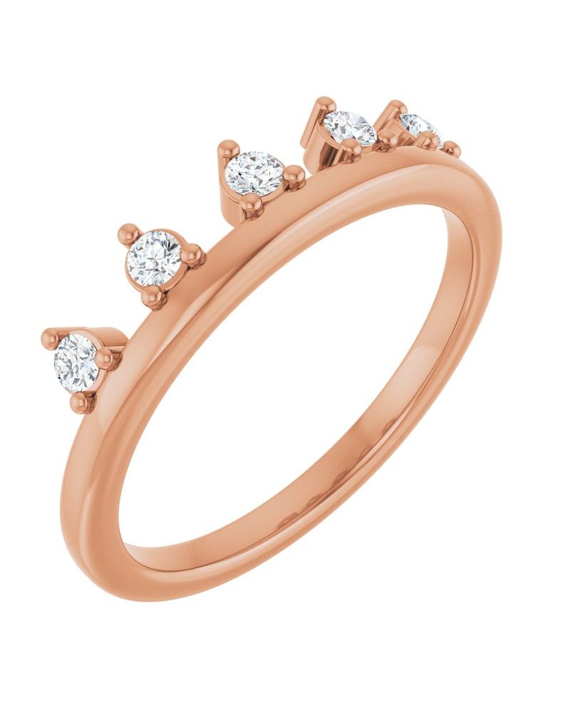 Anel Coroa Cravejado em Ouro 14k com Diamantes Naturais