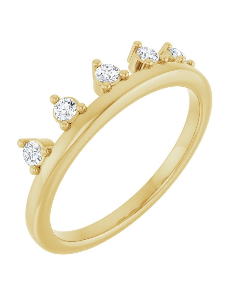 Anel Coroa Cravejado em Ouro 14k com Diamantes Naturais