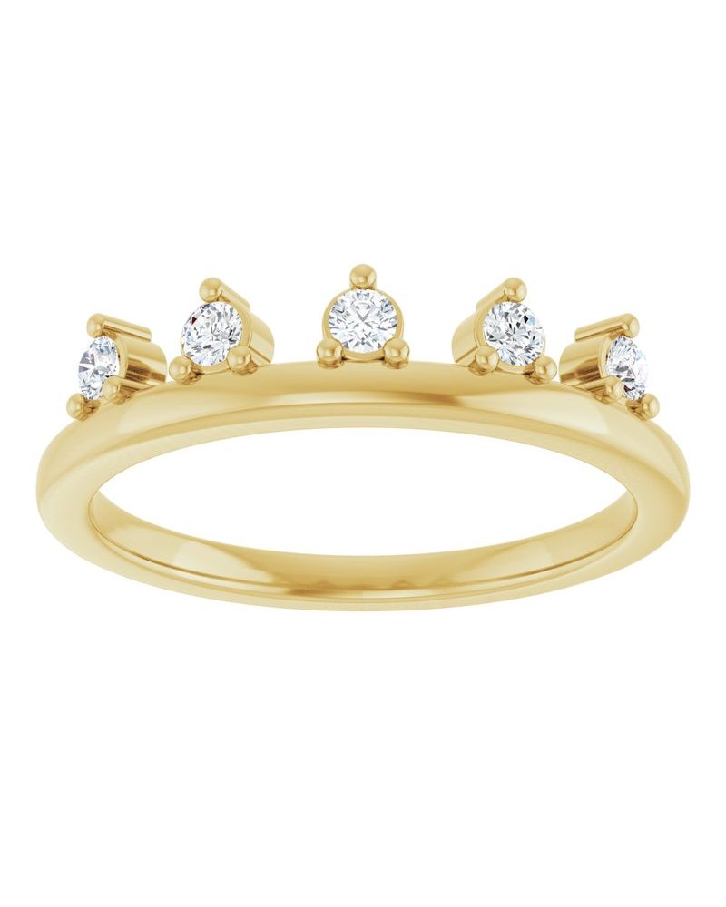 Anel Coroa Cravejado em Ouro 14k com Diamantes Naturais