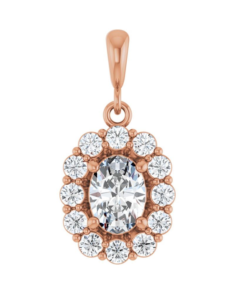 Pingente Halo em Ouro 14k com Diamantes de Laboratório – Modelo 5