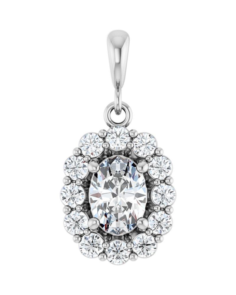 Pingente Halo em Ouro 14k com Diamantes de Laboratório – Modelo 5