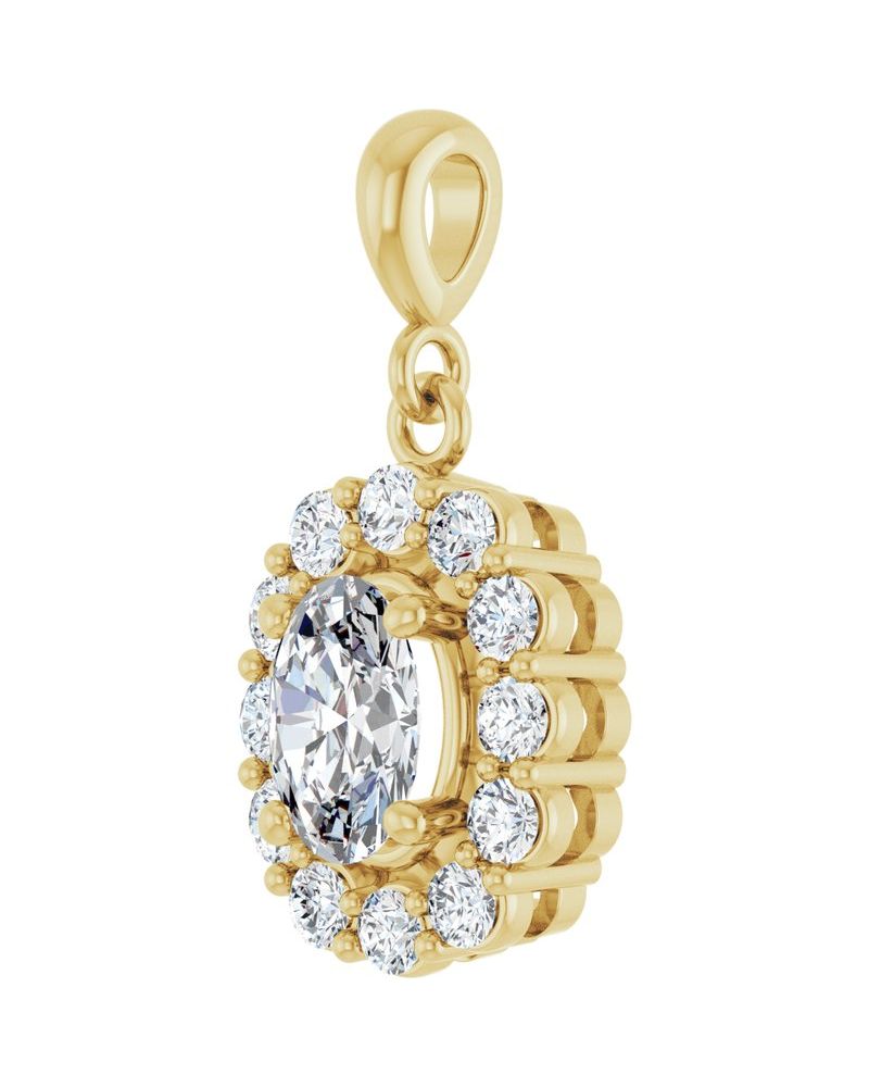 Pingente Halo em Ouro 14k com Diamantes de Laboratório – Modelo 5