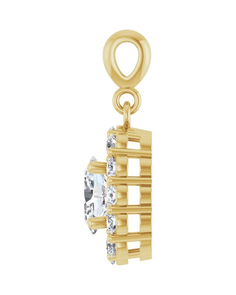 Pingente Halo em Ouro 14k com Diamantes de Laboratório – Modelo 5