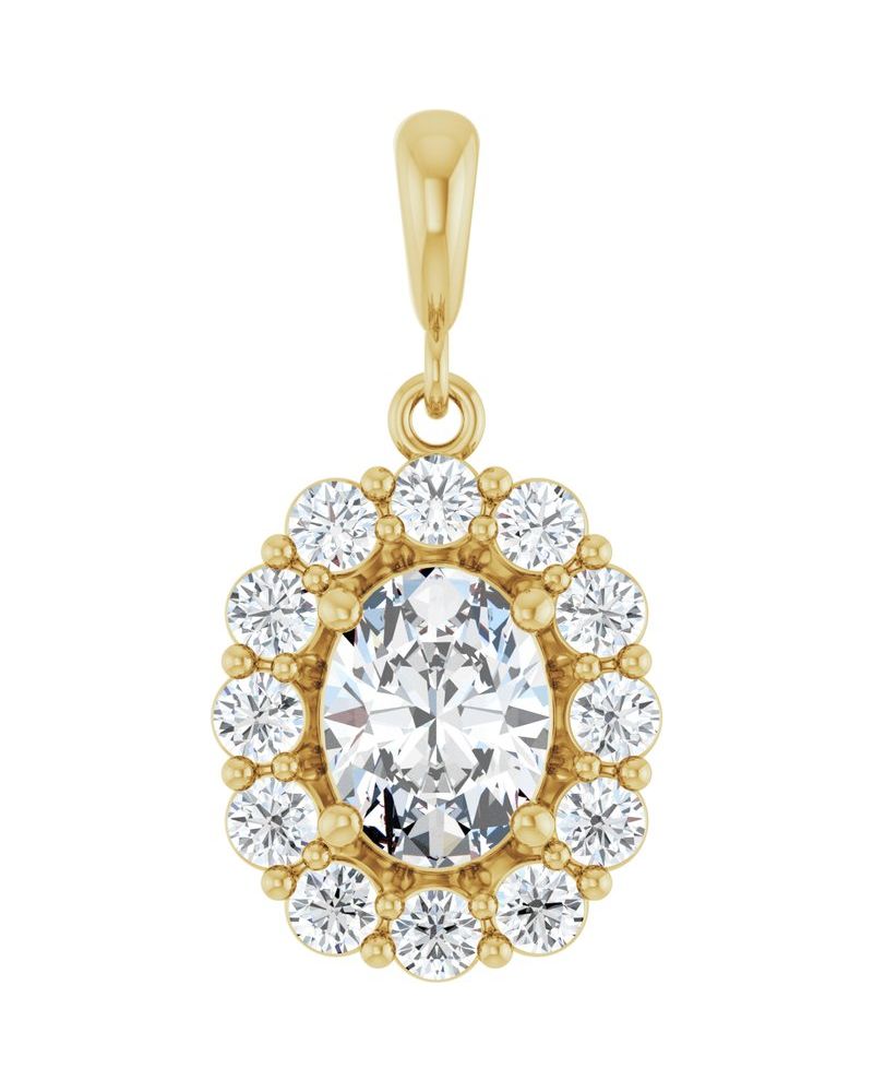 Pingente Halo em Ouro 14k com Diamantes de Laboratório – Modelo 5