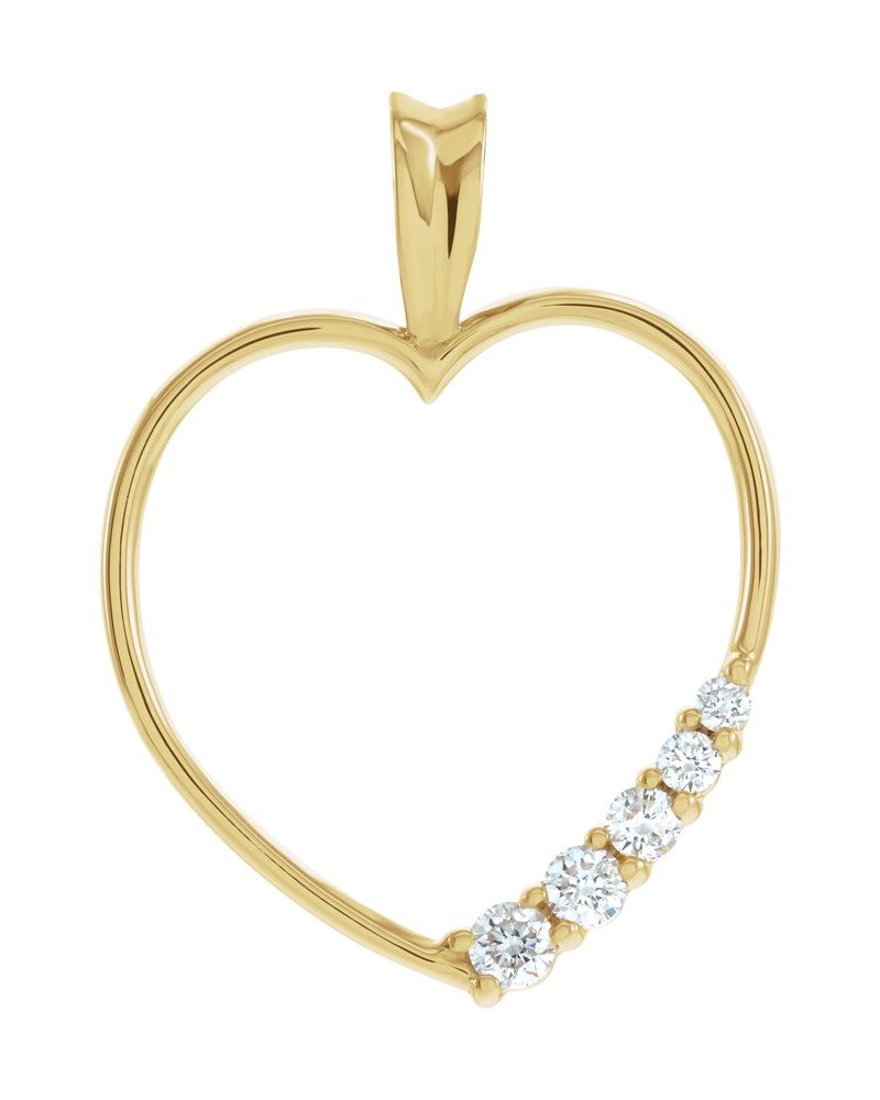 Pingente Trajetória Coração em Ouro 14k com Diamantes Naturais – Modelo 3