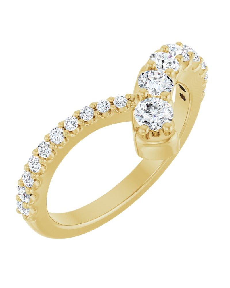 Anel Bypass Degradê em Ouro 14k com Diamantes Naturais