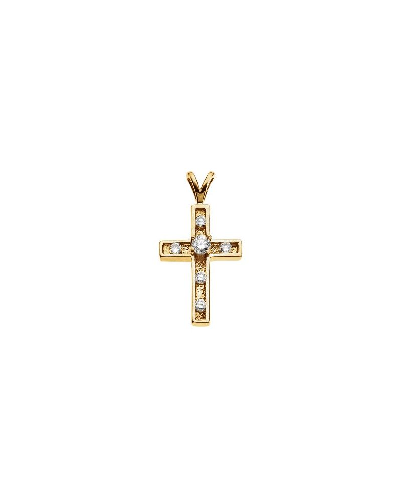 Pingente Cruz Cravejado em Ouro 14k com Diamantes Naturais – Modelo 32