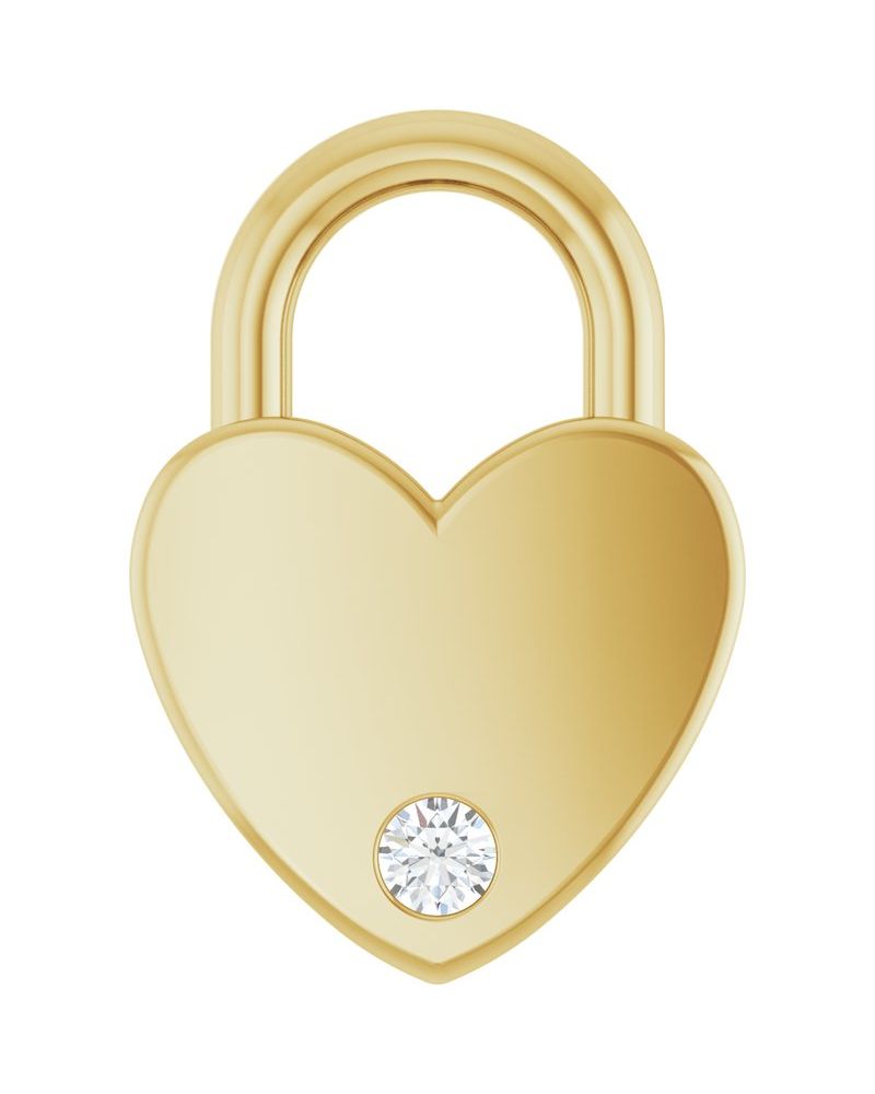 Pingente Relicário para Gravação em Ouro 14k com Diamantes de Laboratório