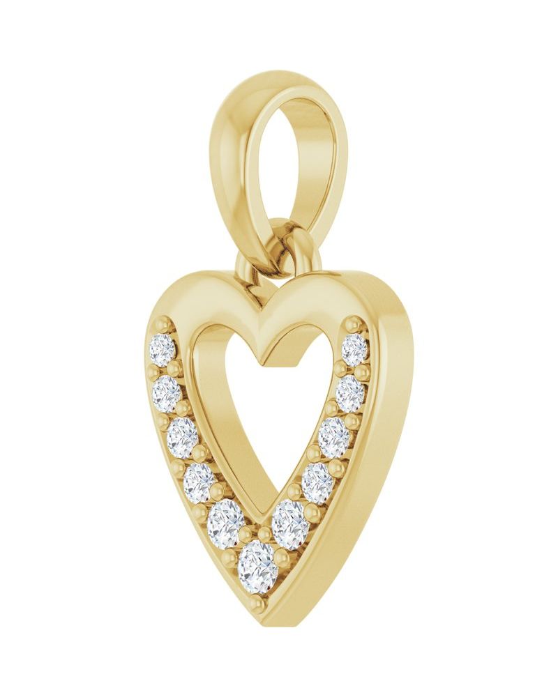 Pingente Coração Cravejado em Ouro 14k com Diamantes de Laboratório – Modelo 2