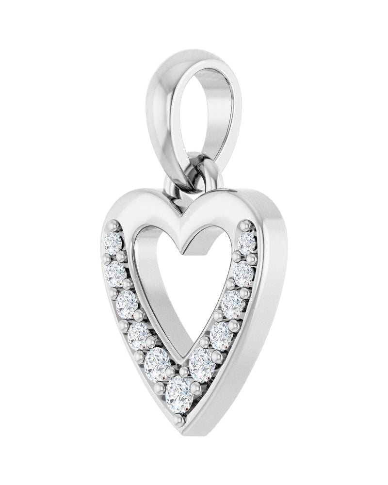 Pingente Coração Cravejado em Ouro 14k com Diamantes de Laboratório – Modelo 2