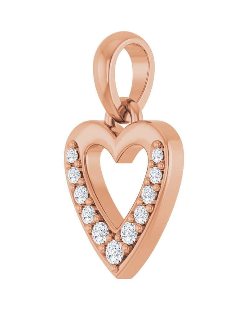 Pingente Coração Cravejado em Ouro 14k com Diamantes de Laboratório – Modelo 2