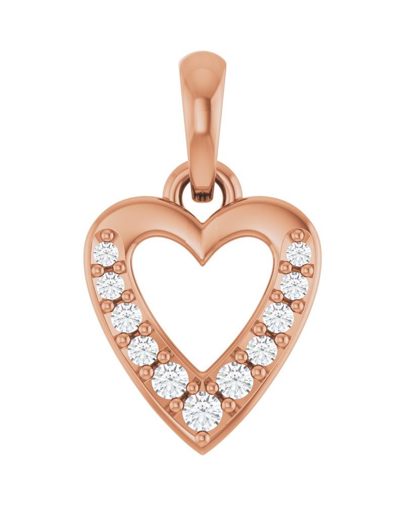 Pingente Coração Cravejado em Ouro 14k com Diamantes de Laboratório – Modelo 2
