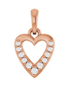 Pingente Coração Cravejado em Ouro 14k com Diamantes de Laboratório – Modelo 2
