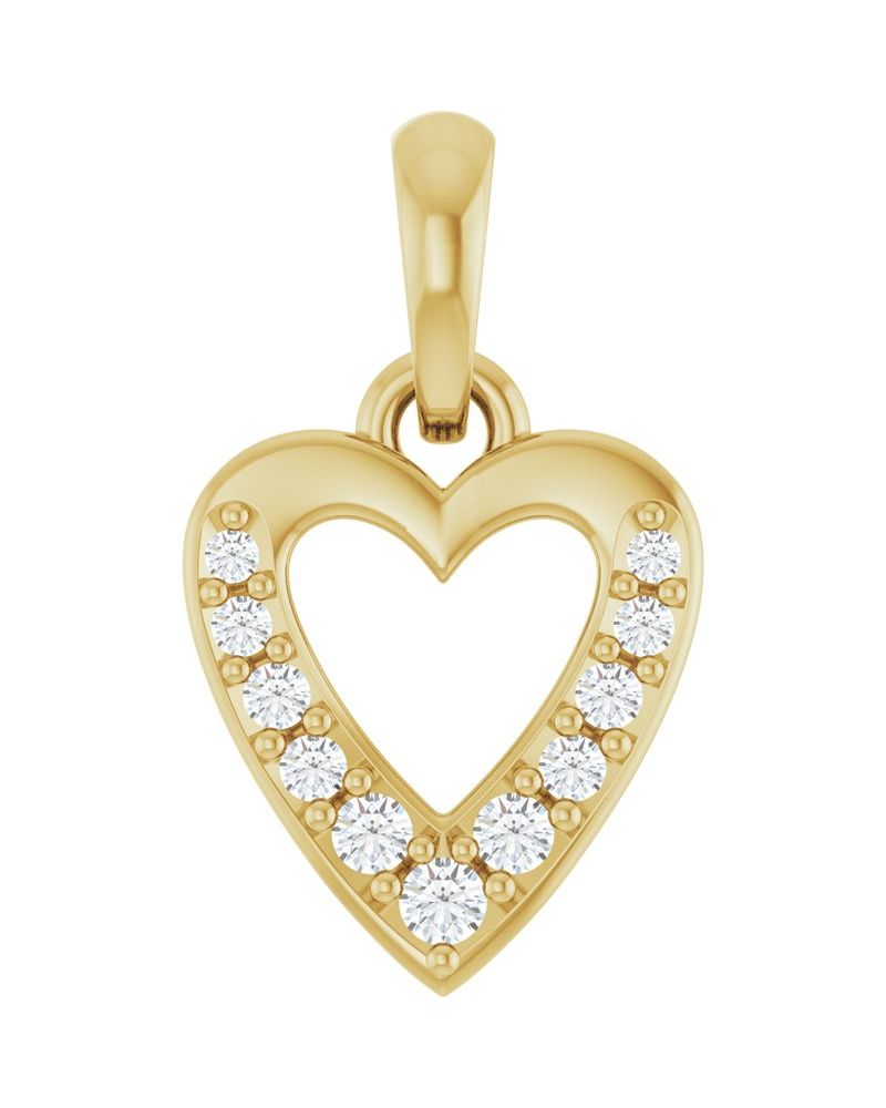 Pingente Coração Cravejado em Ouro 14k com Diamantes de Laboratório – Modelo 2