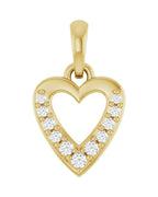 Pingente Coração Cravejado em Ouro 14k com Diamantes de Laboratório – Modelo 2