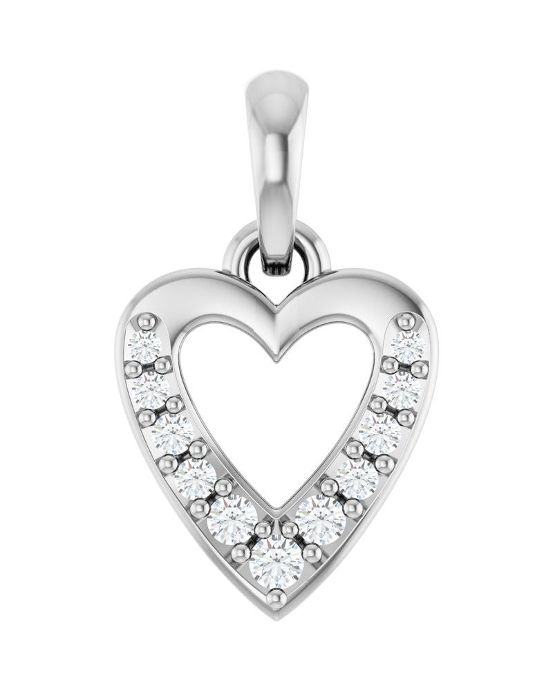 Pingente Coração Cravejado em Ouro 14k com Diamantes de Laboratório – Modelo 2