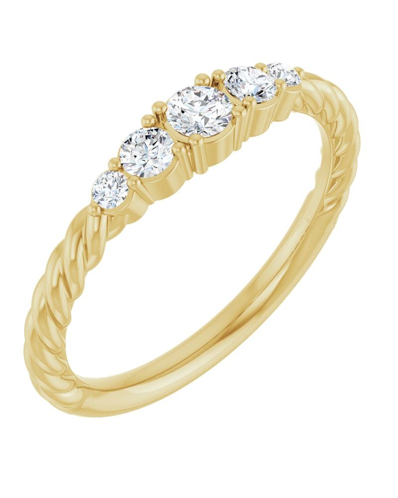 Anel Família Empilhável em Ouro 14k com Diamantes de Laboratório – Modelo 3