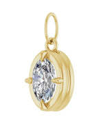 Pingente Oval Garras Pontudas Estilo Bezel em Ouro 14k com Diamantes de Laboratório