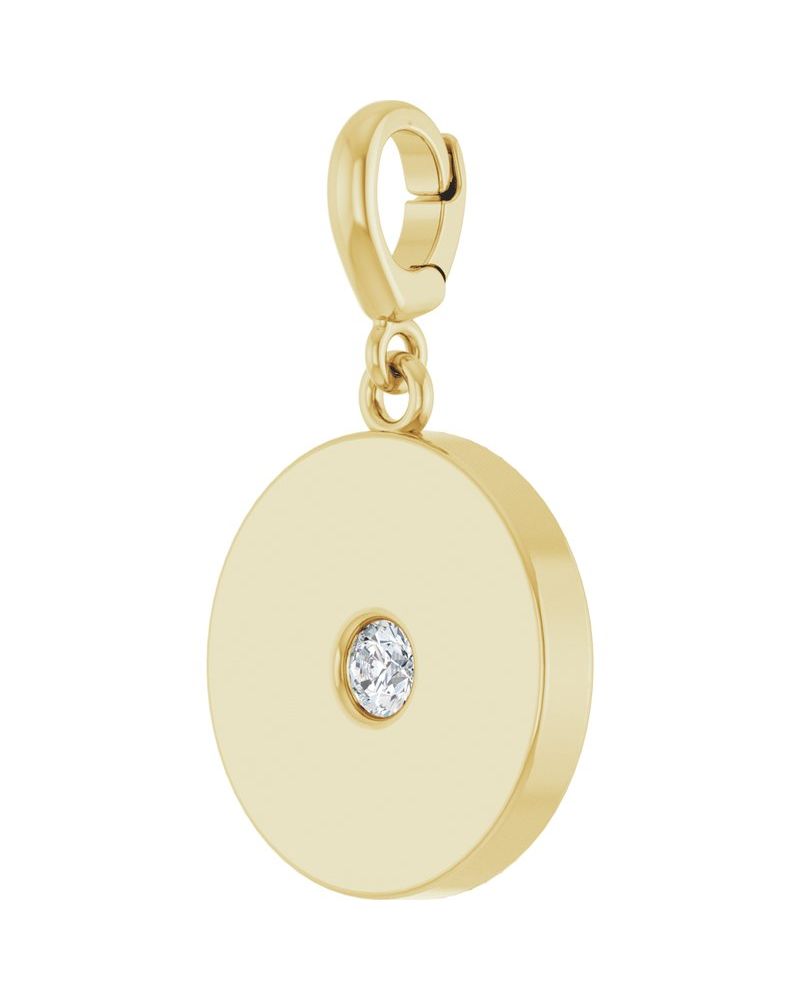 Pingente Disco Cravejado em Ouro 14k com Diamantes de Laboratório