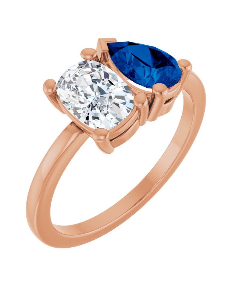 Anel Duas Pedras em Ouro 14k com Diamantes de Laboratório – Modelo 3