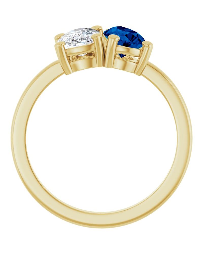 Anel Duas Pedras em Ouro 14k com Diamantes de Laboratório – Modelo 3