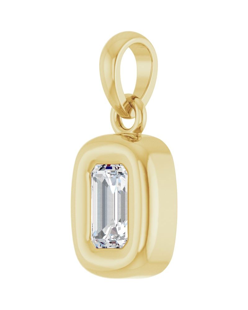Pingente Cravação Recuada Solitário em Ouro 14k com Diamantes de Laboratório