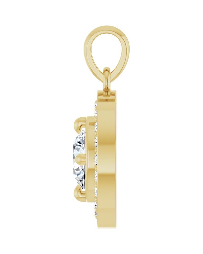 Pingente Garras Pontudas Halo em Ouro 14k com Diamantes de Laboratório