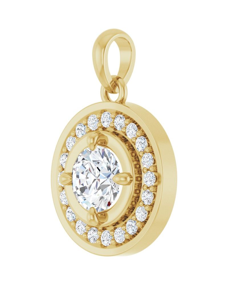 Pingente Garras Pontudas Halo em Ouro 14k com Diamantes de Laboratório